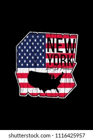 new york american map distressed geometric colorful graphic tee vector