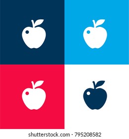 New York apple symbol four color material and minimal icon logo set in red and blue