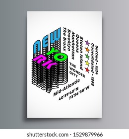 New York art typography for flyers, posters, brochure cover, and other printing products. Vector illustration.