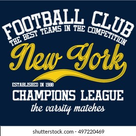 New York athletic typography, t-shirt graphics, vectors