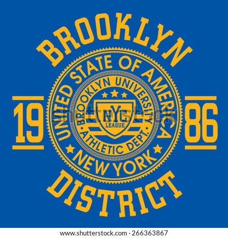 New York athletic typography, t-shirt graphics, vectors
