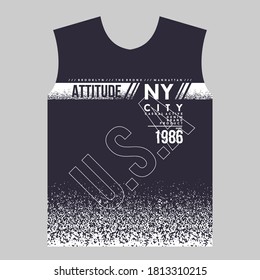 new york attitude graphic typography design t shirt vector illustration, casual sport, denim vintage