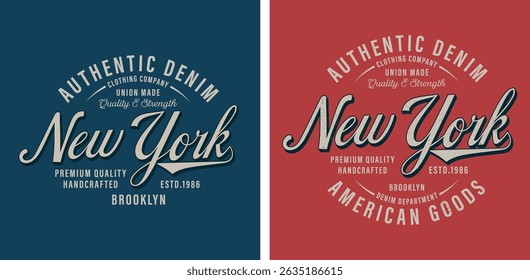 New York Authentic Denim Clothing Company Premium Quality Brooklyn Typography Vector T-Shirt Design.