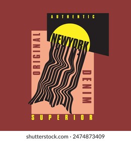 New york Authentic denim original superior modern typography poster design