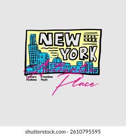 new york authentic place simple vector