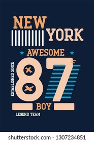 new york awesome boy,t-shirt design