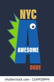 new york awesome dude,t-shirt design