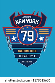 new york awesome dude,t-shirt design vector illustration