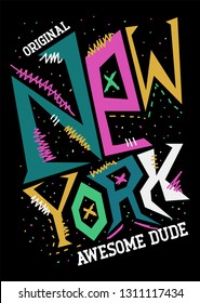 new york awesome dude,t-shirt design vector illustration