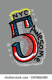 new york awesome,t-shirt print poster vector illustration