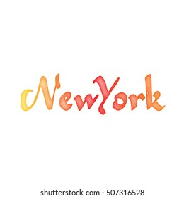 New York - Badge drawn watercolor by hand, using the skills of calligraphy and lettering, collected in accordance with the rules of typography.
