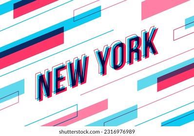''New York'' banner or header for a website. Overlapped elements in isometric style. Vector illustration.