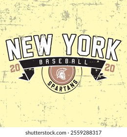 NEW YORK BASEBALL LETTERING AND SPARTEN ILLUSTRATION 