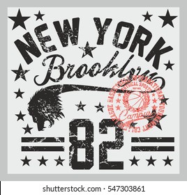 New York basketball college style graphic design vector art