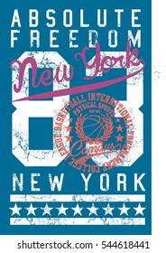 New York basketball graphic design vector art