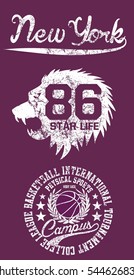 New York basketball graphic design vector art