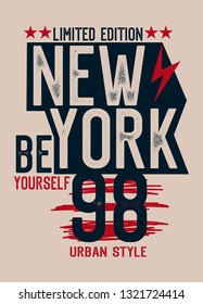 new york be yourself,t-shirt design vector illustration