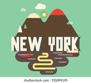 New York beautiful city in world. Vector illustration