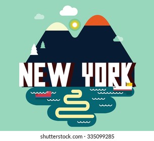 New York beautiful city in world. Vector illustration