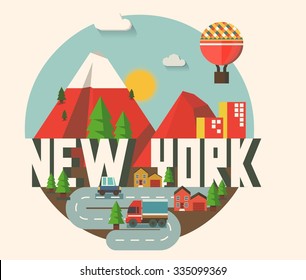 New York beautiful city in world. Vector illustration