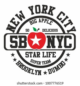 New york big apple graphic design vector art
