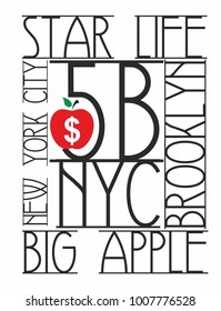 New york big apple graphic design vector art