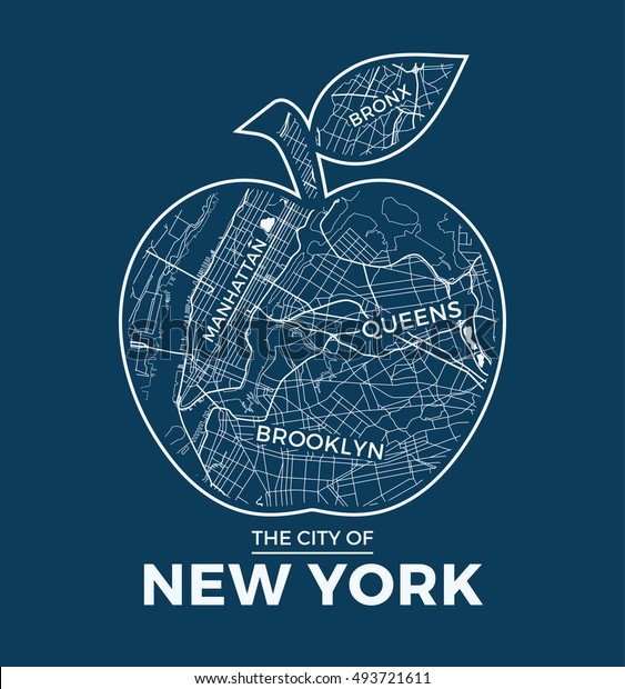 New York Big Apple Tshirt Graphic Stock Vector Royalty Free