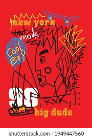 new york big dude,t-shirt design fashion vector illustration
