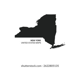 New York black map on white background vector. New York State map. 