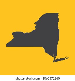 New York black map,border on orange background. Vector illustration.