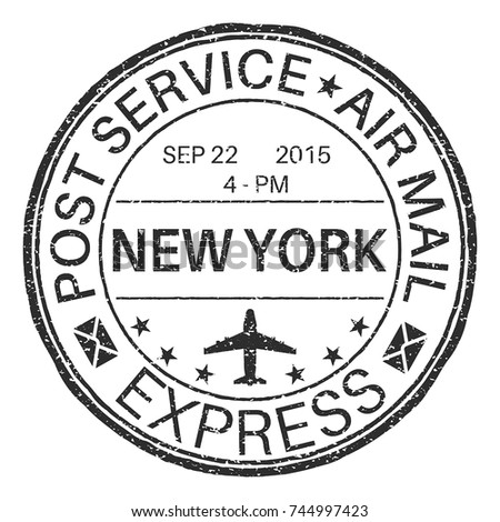 NEW YORK black round postmark for envelope. Vector illustration isolated on white background