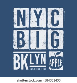 New York bog apple typography, tee shirt graphics, vectors