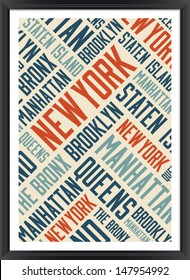 New York boroughs words cloud poster  