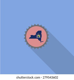 New York bottle cap flat icon with long shadow. Vector illustration EPS10