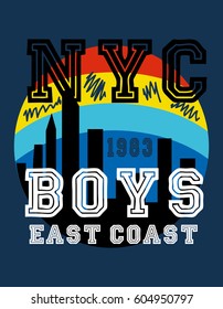 new york boys,t-shirt print poster vector illustration