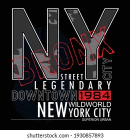 New York Bronx Stylish Typography Graphic Slogan T shirt Stock Vector Illustration Design
