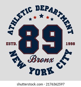 Nueva York, Tipografía del Bronx. Impresión atlética para el diseño de camisetas