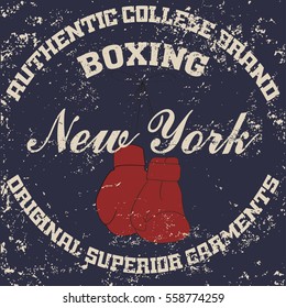 New york Brooklyn boxing typography, t-shirt graphics - vector