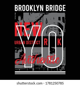 new york, brooklyn bridge, urban district Typography Design, Stock Vector - Vector Illustration