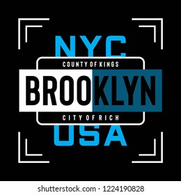 New York Brooklyn City Of Rich typography design tee, vector illustration concept slogan idea for graphic t shirt - Vector

