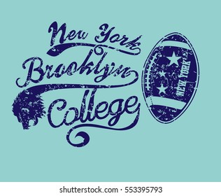 New york Brooklyn college sports American Football graphic design vector art