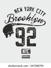 New york brooklyn lions graphic design vector art