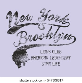New york brooklyn lions graphic design vector art