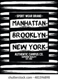New York - Brooklyn - Manhattan typography, t-shirt graphics, vectors