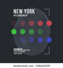 New York, Brooklyn modern abstract design for t-shirt. Typography graphics for tee shirt. Abstract apparel print. Vector illustration.