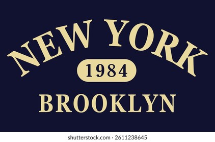 New York Brooklyn retro varsity typographic graphic vector