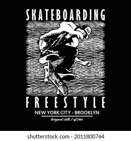 new york brooklyn skate,slogan graphic typography design for prints,illustration art-vectors