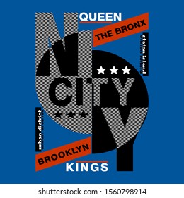 new York Brooklyn slogan typography graphic artistic line concept for t shirt print,vector illustration