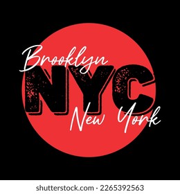 New York, Brooklyn slogan typography for t-shirt. Grange slogan print tee shirt, fist, sport apparel print. Vintage graphics. Vector illustration.
