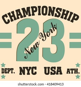 New york Brooklyn sport typography t-shirt - vector